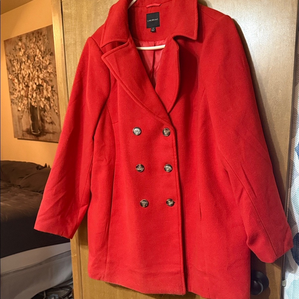 Avenue Vibrant Red Pea Coat